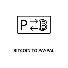 bitcoin to paypal icon with name. Element of crypto currency for mobile concept and web apps. Thin line bitcoin to paypal icon can be used for web and mobile