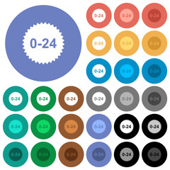 24 hours sticker round flat multi colored icons