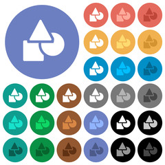 Basic geometric shapes round flat multi colored icons