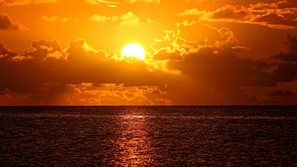 Tropical Sunset in the Florida Keys Sun Setting Over Gulf of Mexico