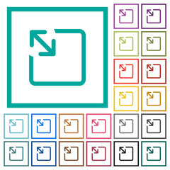 Resize object flat color icons with quadrant frames