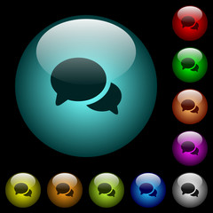 Discussion icons in color illuminated glass buttons