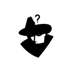 detective question black and white illustration