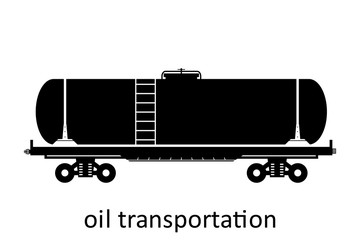 railway carriage of oil transportation with name. Cargo Freight Forwarding Transport. Vector illustration Side View Isolated