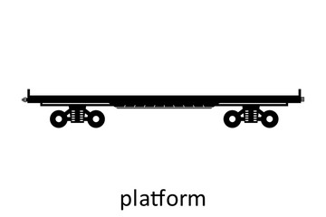 railway carriage platform with name. Cargo Freight Forwarding Transport. Vector illustration Side View Isolated