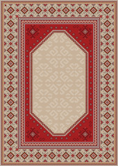 Obraz premium Vintage luxury oriental carpet in beige tones with patterns of red, gray, and burgundy color 