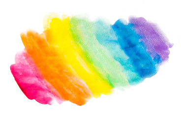 Hand-drawn watercolor background. Rainbow background. Trendy background for designers. Isolated background on white background. Background for banners, design.