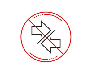 No or stop sign. Synchronize arrows line icon. Communication Arrowheads symbol. Navigation pointer sign. Caution prohibited ban stop symbol. No  icon design.  Vector