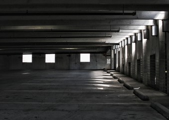 Empty parking garage.