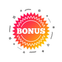 Bonus sign icon. Special offer star symbol. Colorful geometric shapes. Gradient bonus icon design.  Vector