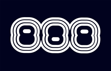 black and white number 888 logo company icon design