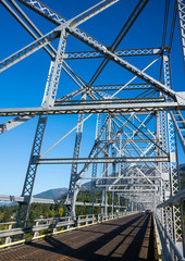 Openwork truss Bridge of God over the Columbia River in Columbia Gorge