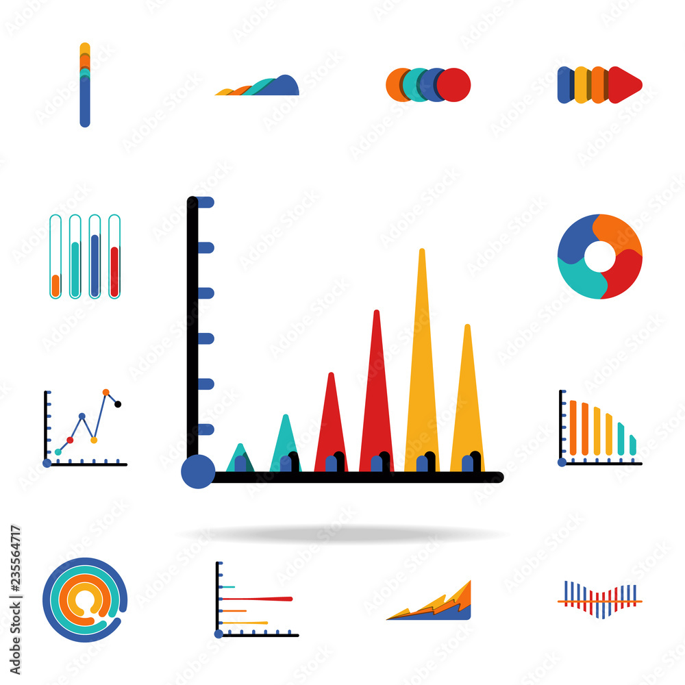 Poster colored infographic column chart icon. business data graphics icons universal set for web and mobile