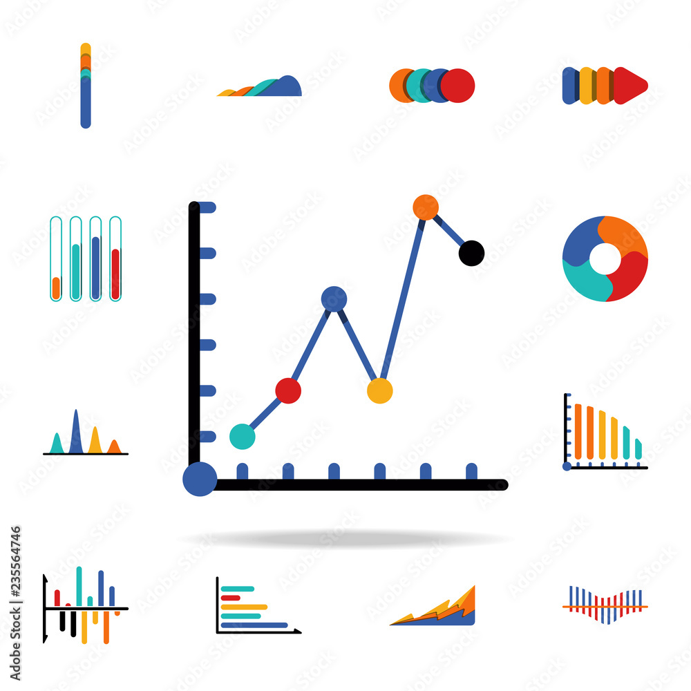 Poster colored infographic line chart icon. business data graphics icons universal set for web and mobile