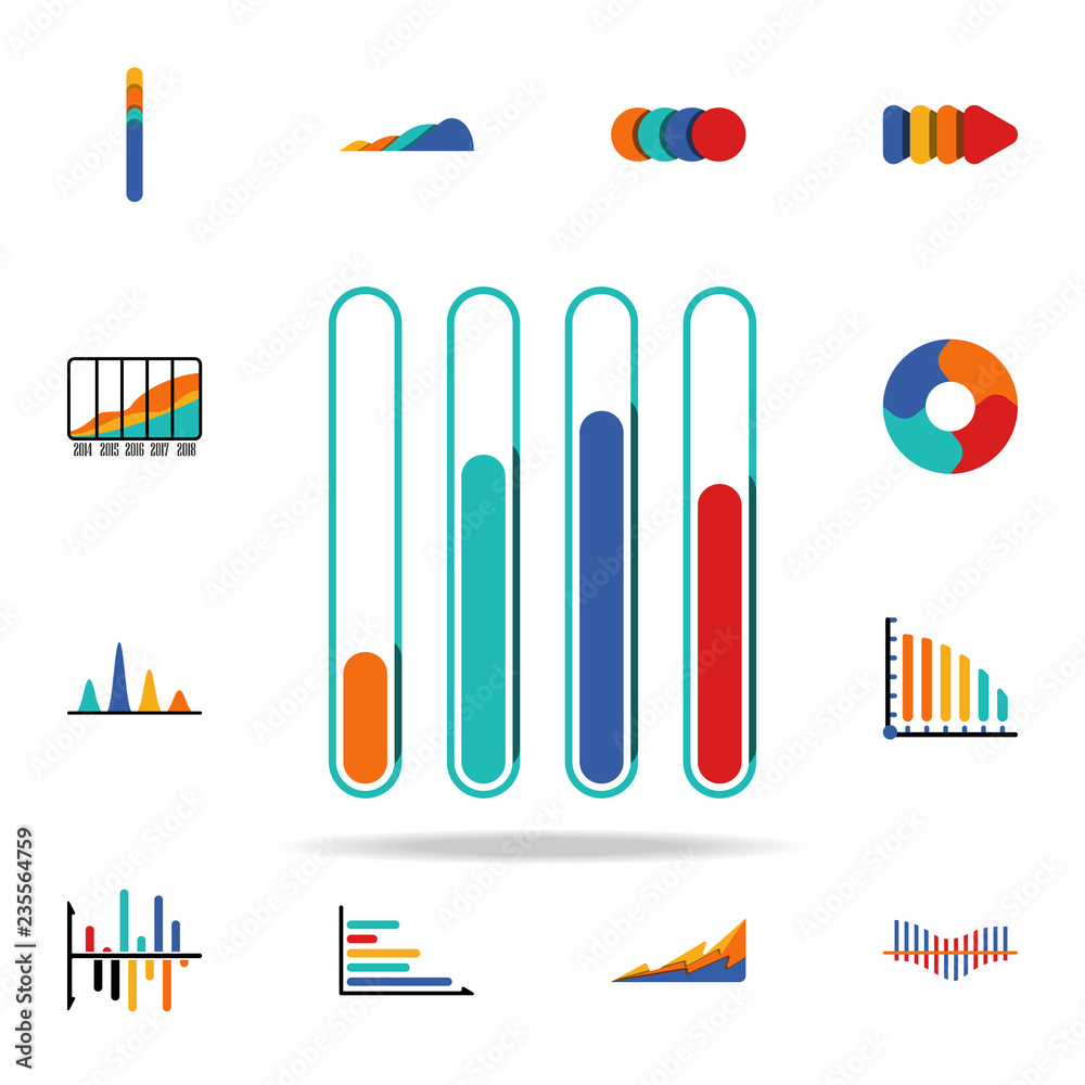 Poster colored Infographic histogram chart icon. Business data graphics icons universal set for web and mobile