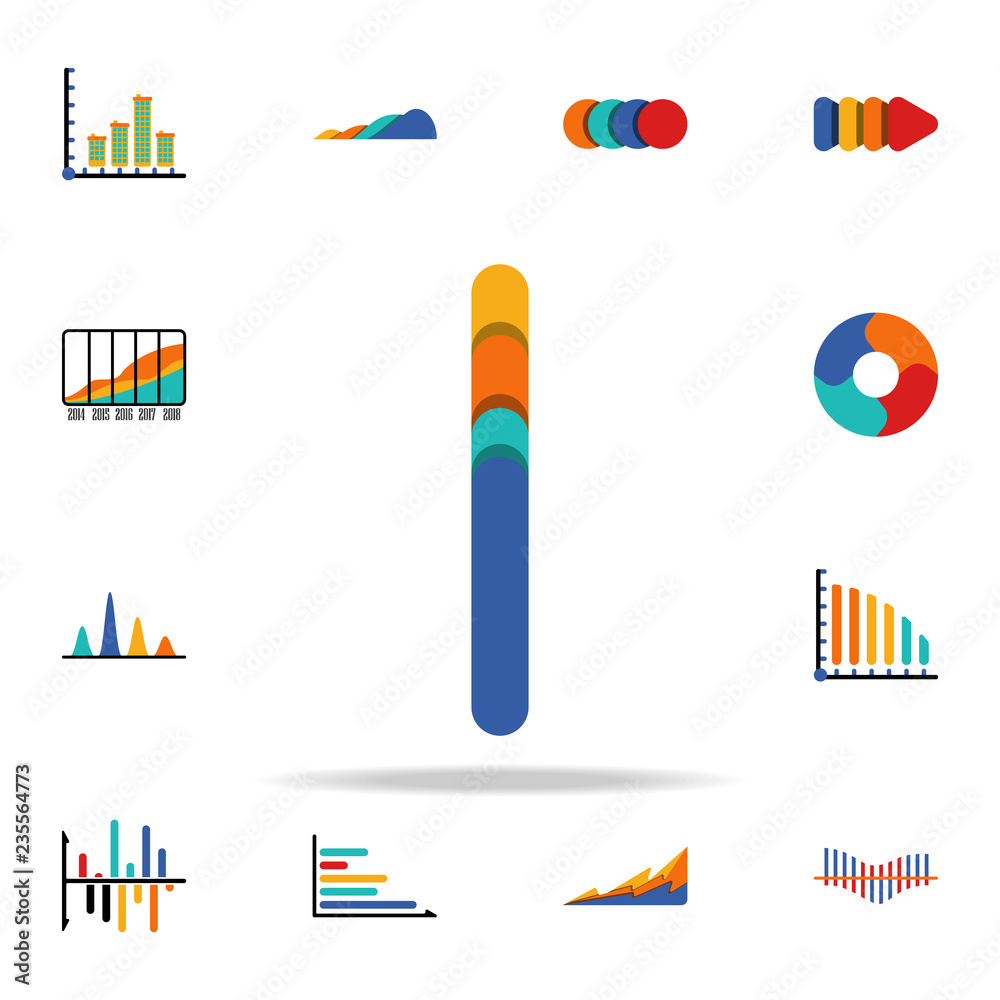Poster colored infographic column chart icon. business data graphics icons universal set for web and mobile