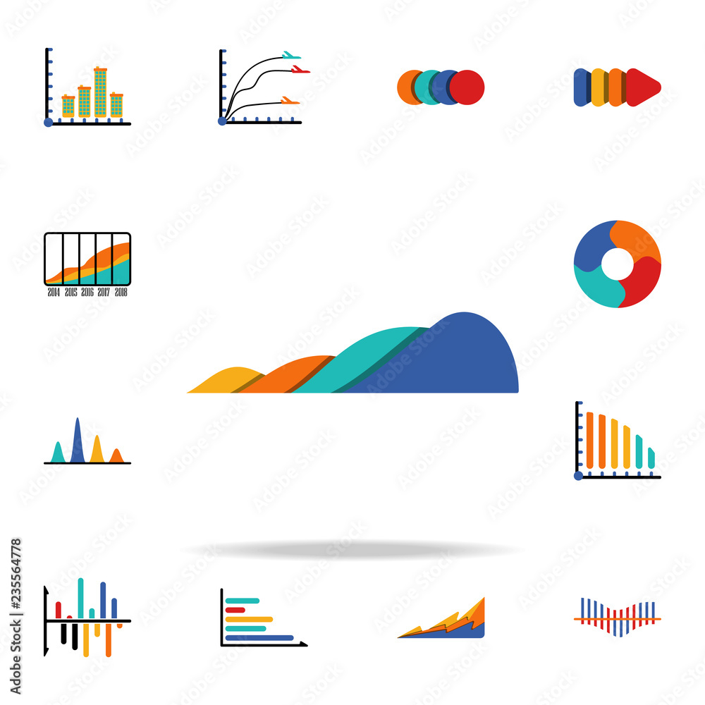 Poster colored infographic area chart icon. business data graphics icons universal set for web and mobile