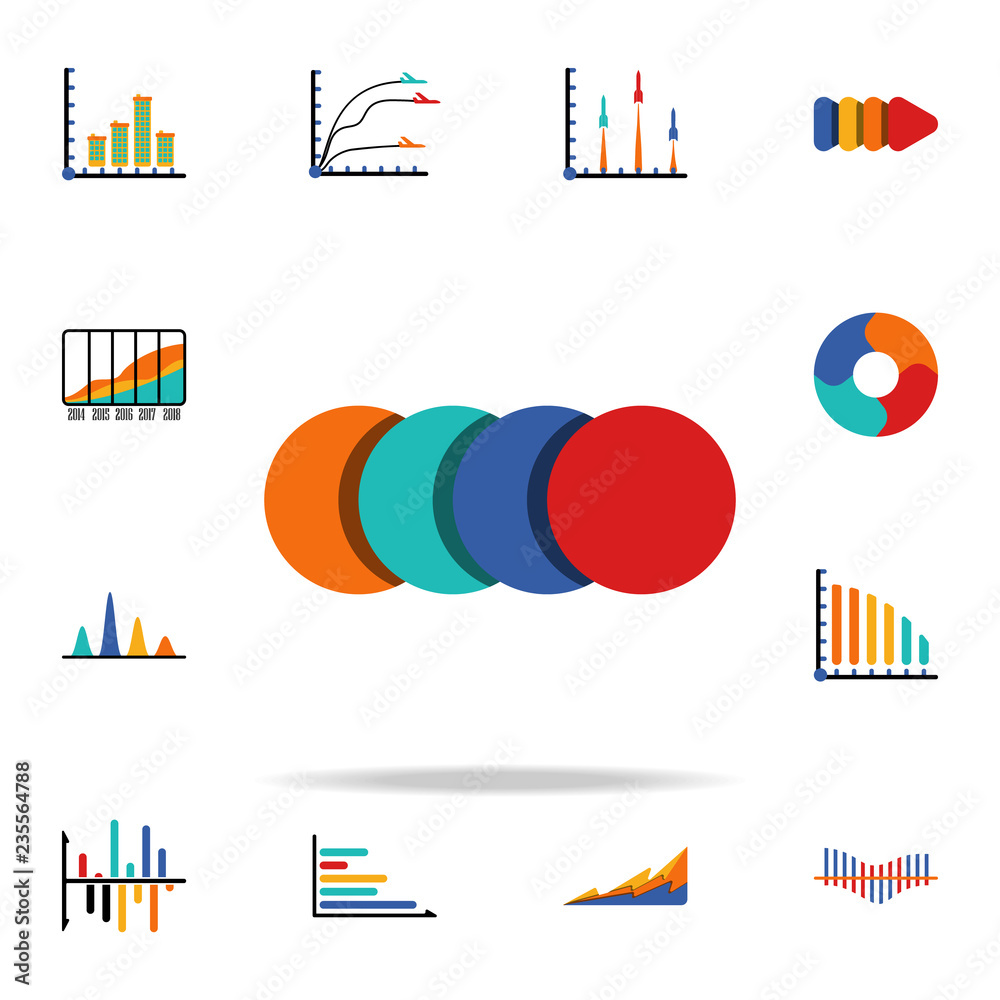 Poster colored infographic pie chart icon. business data graphics icons universal set for web and mobile
