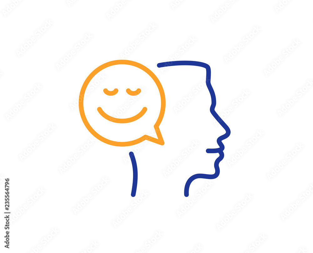 Wall mural positive thinking line icon. human communication symbol. smile chat sign. colorful outline concept. 