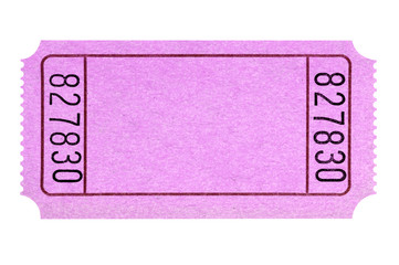 Blank pink movie or raffle ticket stub isolated