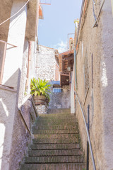 Tora Castle, between the stairs, climbs up and down, its beauty of an old country. Lake Turano, Lazio, Italy.