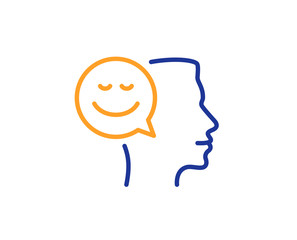 Positive thinking line icon. Human communication symbol. Smile chat sign. Colorful outline concept. Blue and orange thin line color icon. Good mood Vector