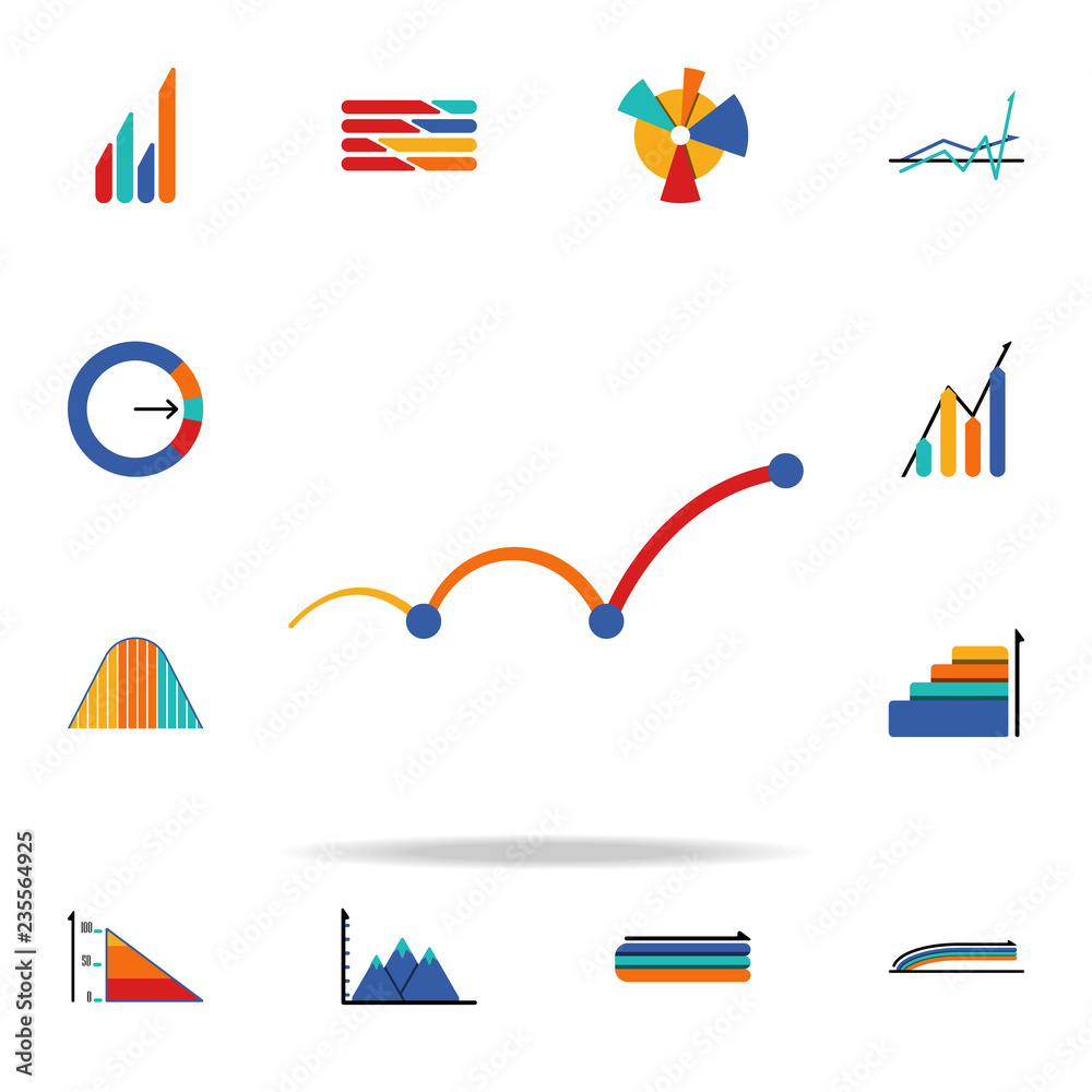 Poster colored infographic point connection chart icon. business data graphics icons universal set for web 