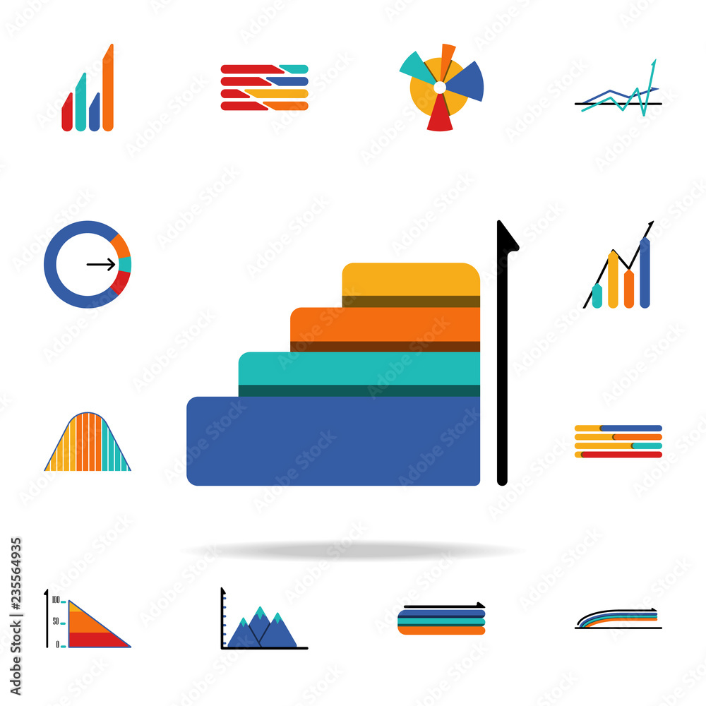 Poster colored infographic layer chart icon. business data graphics icons universal set for web and mobile