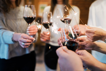 glases of wine, celebrating