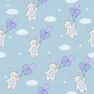 Cute seamless pattern of rabbits