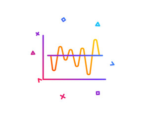 Investment chart line icon. Economic graph sign. Stock exchange symbol. Business finance. Gradient line button. Stock analysis icon design. Colorful geometric shapes. Vector