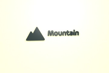 Text Mountain with grey 3D illustration and light background
