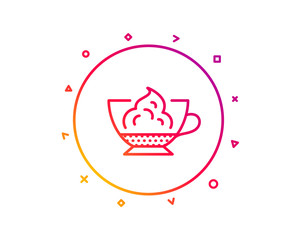 Espresso with whipped cream icon. Hot coffee drink sign. Beverage symbol. Gradient pattern line button. Espresso cream icon design. Geometric shapes. Vector