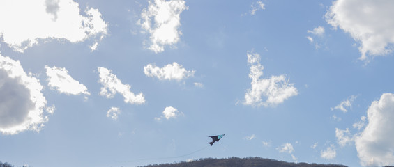 Colored kite. Lake Turano, Lazio, Italy.