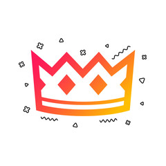 Crown sign icon. King hat symbol. Colorful geometric shapes. Gradient crown icon design.  Vector