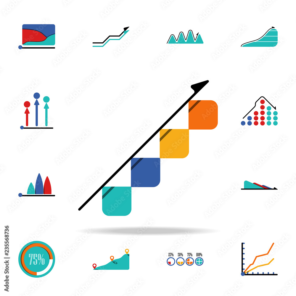 Poster colored infographic bar chart icon. business data graphics icons universal set for web and mobile