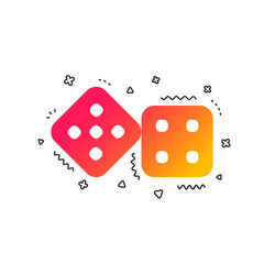 Dices sign icon. Casino game symbol. Colorful geometric shapes. Gradient dice icon design.  Vector