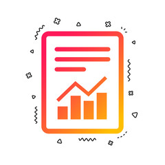 Text file sign icon. Add File document with chart symbol. Accounting symbol. Colorful geometric shapes. Gradient report icon design.  Vector