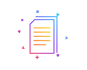 Copy Documents line icon. Copying Files sign. Paper page concept symbol. Gradient line button. Copy files icon design. Colorful geometric shapes. Vector