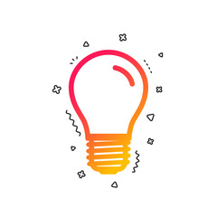 Light bulb icon. Lamp E27 screw socket symbol. Led light sign. Colorful geometric shapes. Gradient E27 lamp icon design. Vector