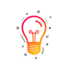 Light bulb icon. Lamp E27 screw socket symbol. Illumination sign. Colorful geometric shapes. Gradient E27 lamp icon design. Vector