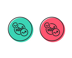 Charts, Statistics line icon. Report graph or Sales growth sign. Analytics data symbol. Positive and negative circle buttons concept. Good or bad symbols. Statistics Vector