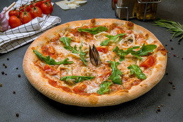 Pizza with seafood