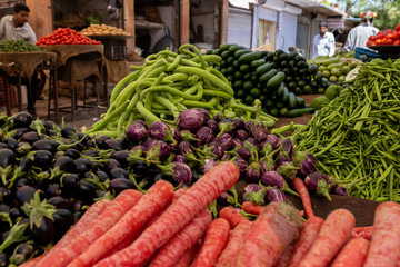Fresh vegetables in market in India 
