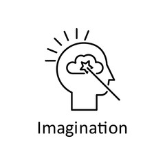 Human, cloud, magic wand in mind icon. Element of human mind with name icon. Thin line icon for website design and development, app development. Premium icon