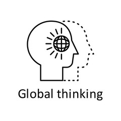 Human, globe in mind icon. Element of human mind with name icon. Thin line icon for website design and development, app development. Premium icon