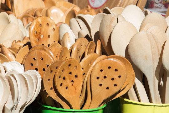 soup spoon or tablespoon made of wood