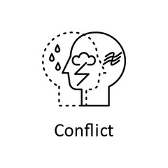 Human internal conflict in mind icon. Element of human mind with name icon. Thin line icon for website design and development, app development. Premium icon