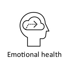 Human, cloud, arrow in mind icon. Element of human mind with name icon. Thin line icon for website design and development, app development. Premium icon