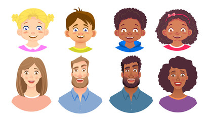 emotions of human face set